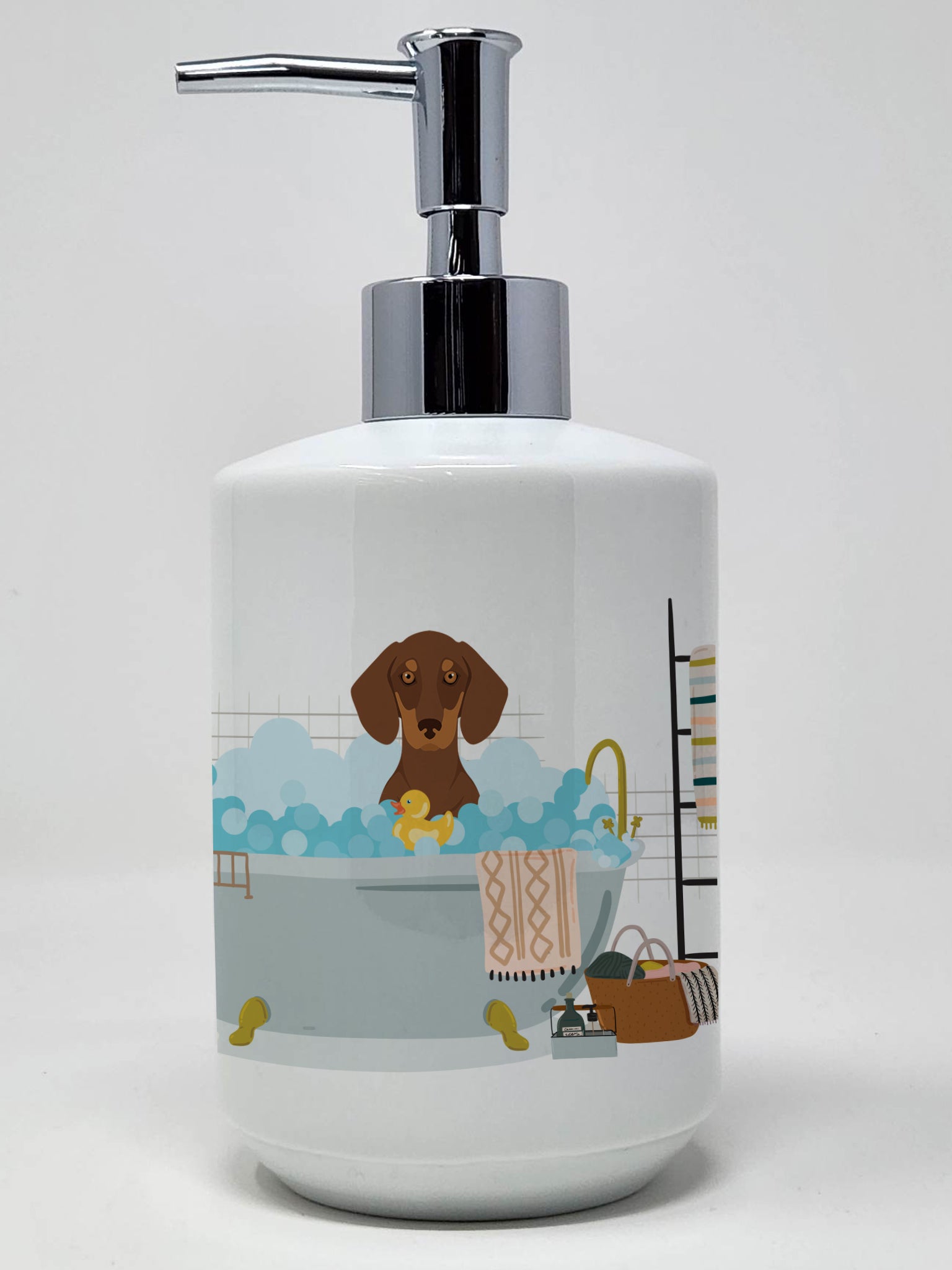 Buy this Chocolate and Tan Dachshund Ceramic Soap Dispenser