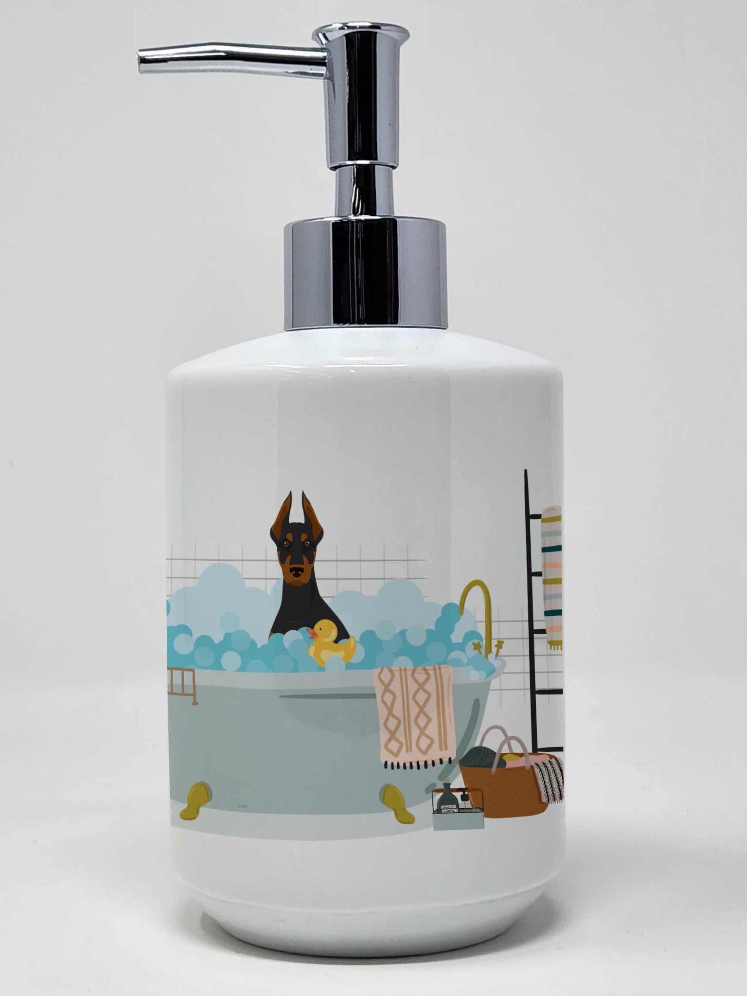 Buy this Black and Tan Doberman Pinscher Ceramic Soap Dispenser