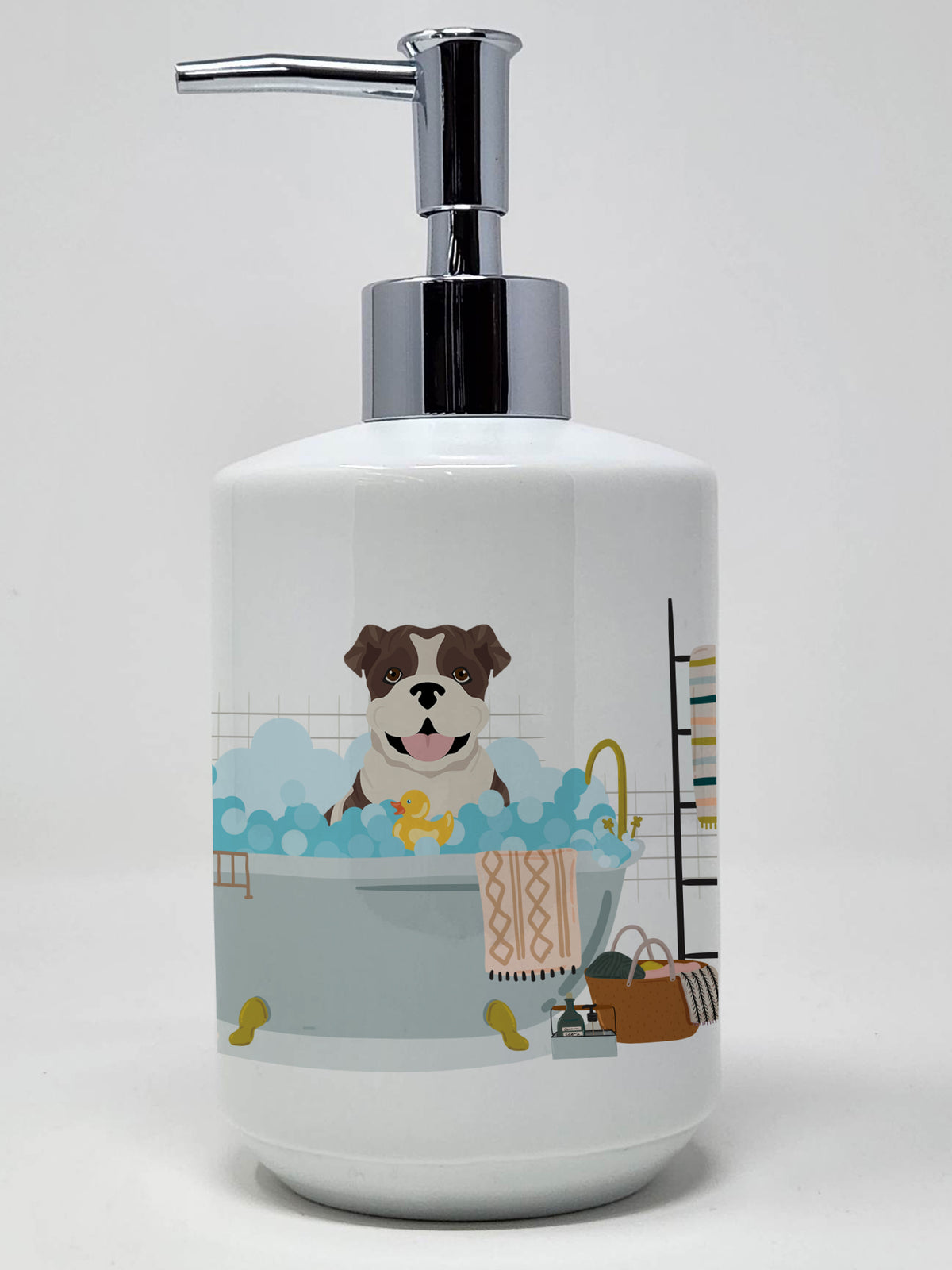 Buy this Brindle English Bulldog Ceramic Soap Dispenser