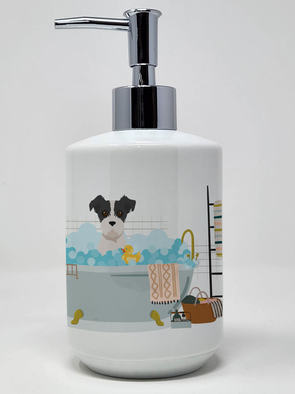 Buy this Black White Wirehair Jack Russell Terrier Ceramic Soap Dispenser