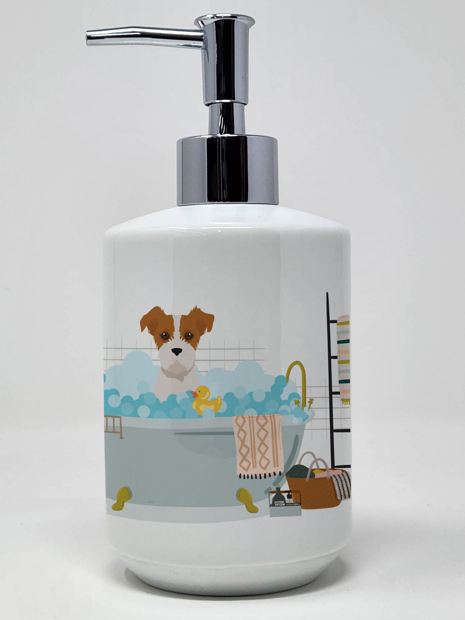 Caroline's Treasures Brown White Wirehair Jack Russell Terrier Ceramic Soap Dispenser