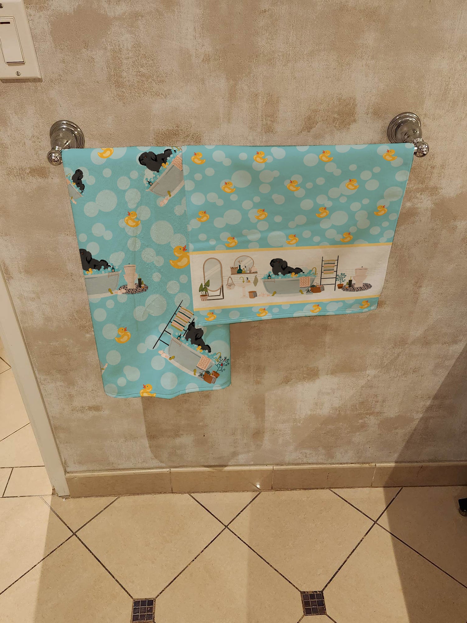 Black Pekingese Bath Towel Large