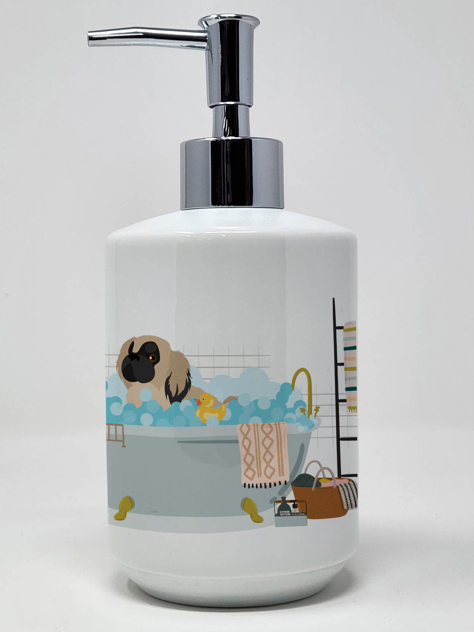 Buy this Cream Pekingese Ceramic Soap Dispenser