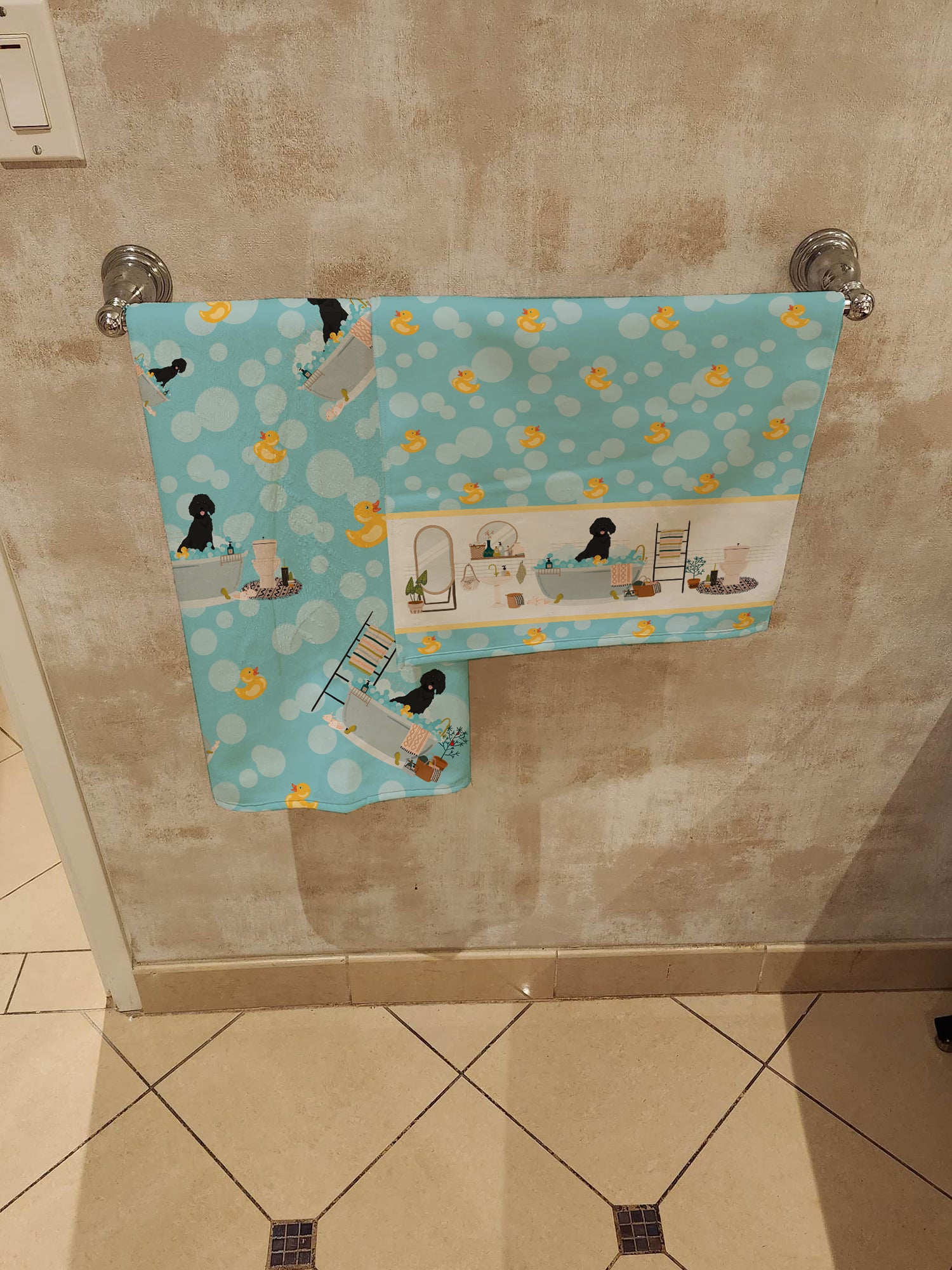 Standard Black Poodle Bath Towel Large