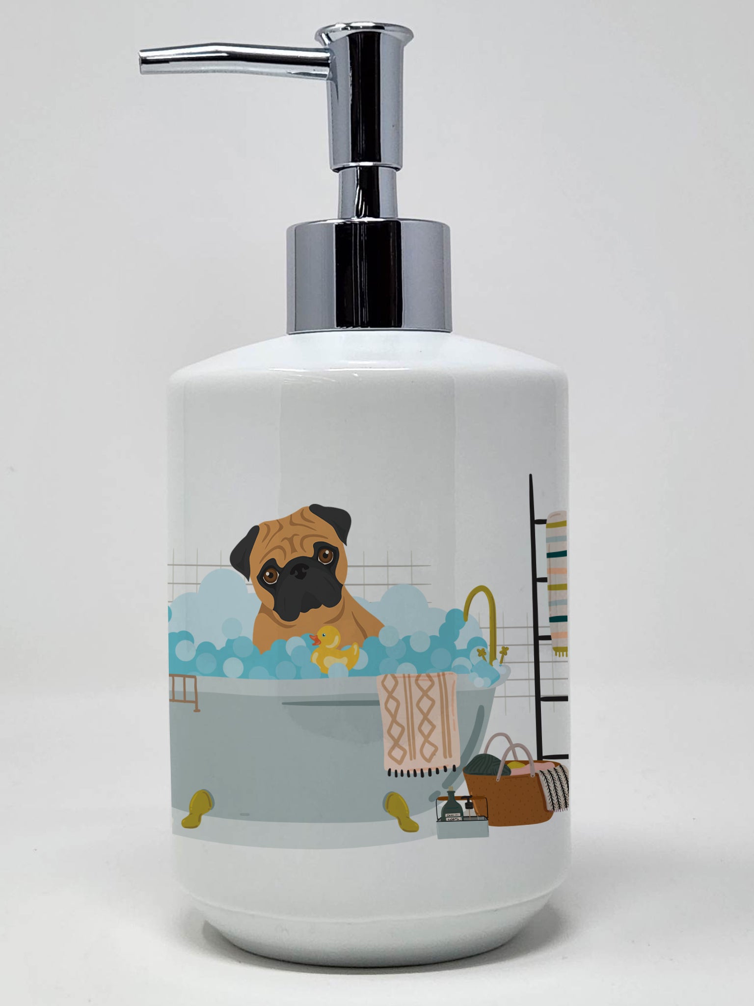 Buy this Apricot Pug Ceramic Soap Dispenser