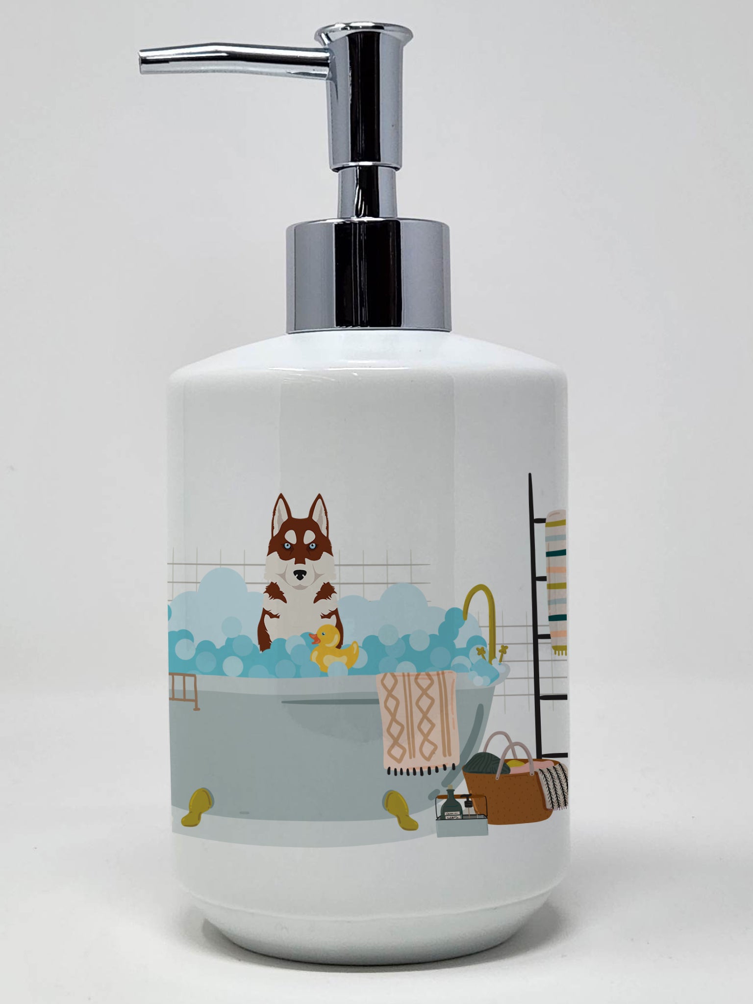 Buy this Red Siberian Husky Ceramic Soap Dispenser