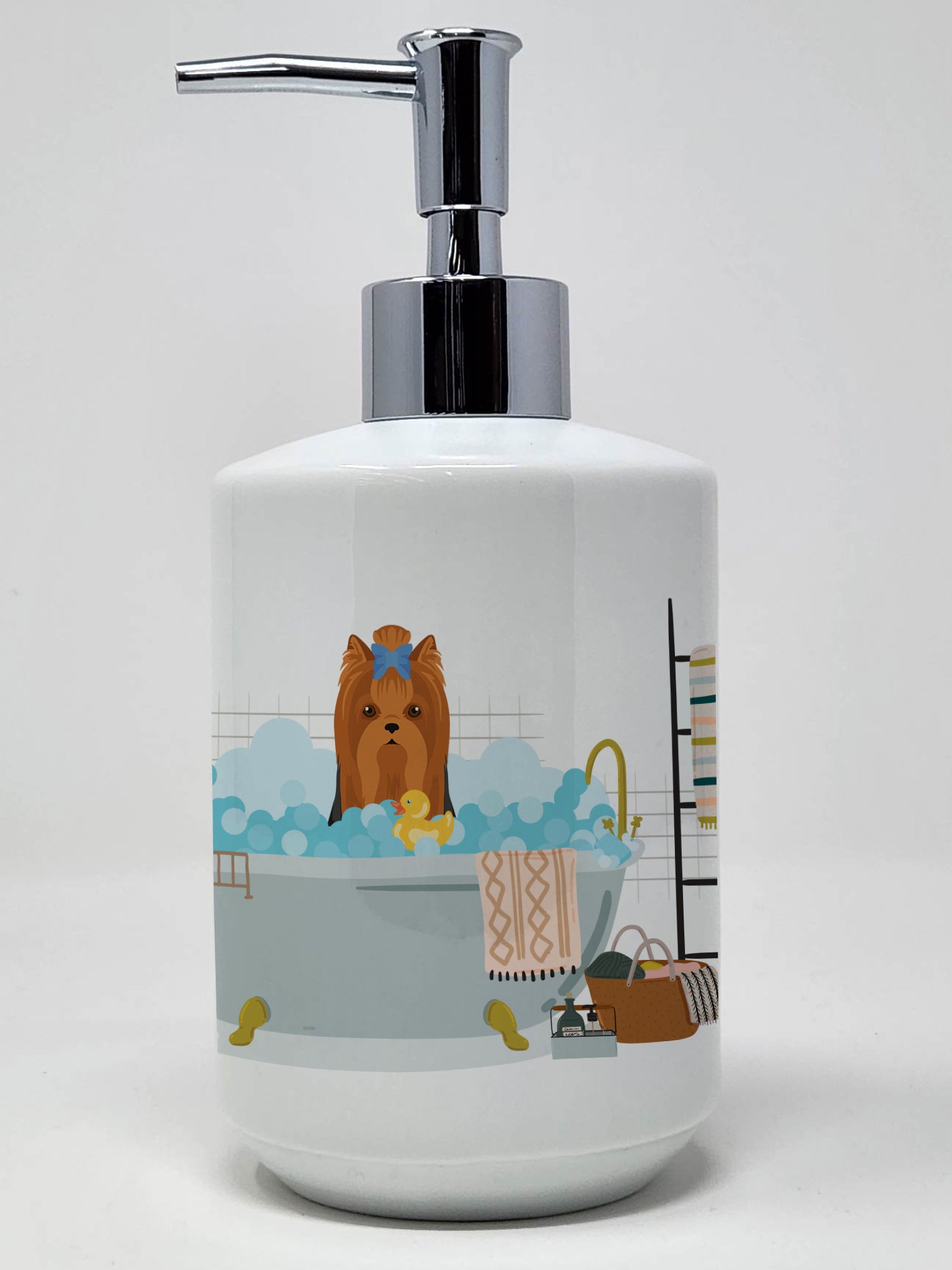 Buy this Black and Tan Full Coat Yorkshire Terrier Ceramic Soap Dispenser