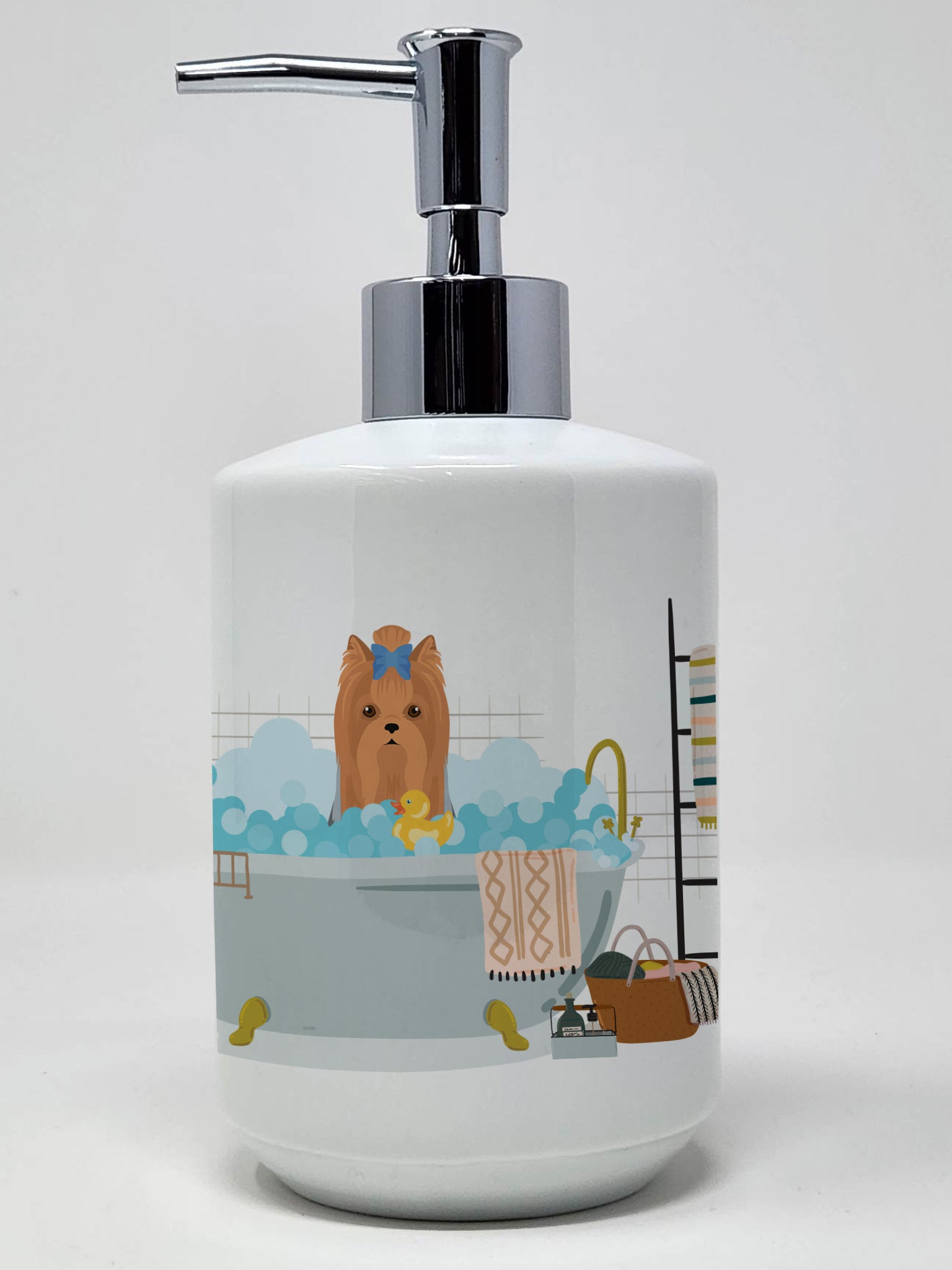 Buy this Blue and Tan Full Coat Yorkshire Terrier Ceramic Soap Dispenser