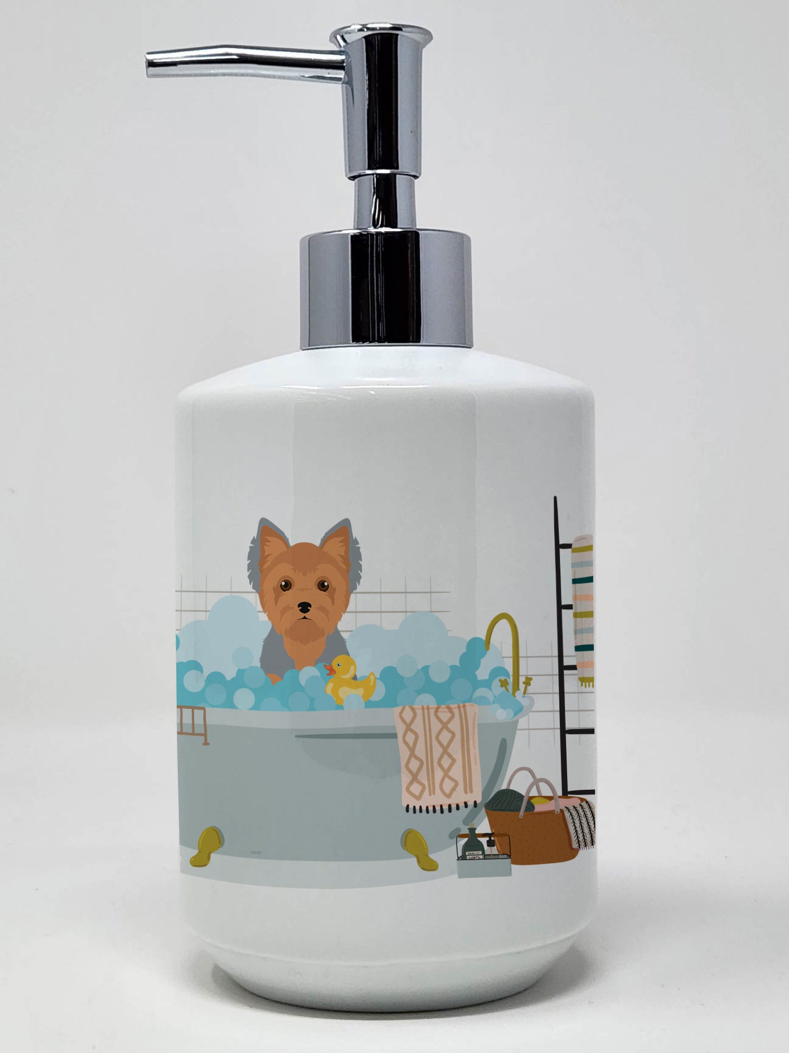 Buy this Blue and Tan Puppy Cut Yorkshire Terrier Ceramic Soap Dispenser