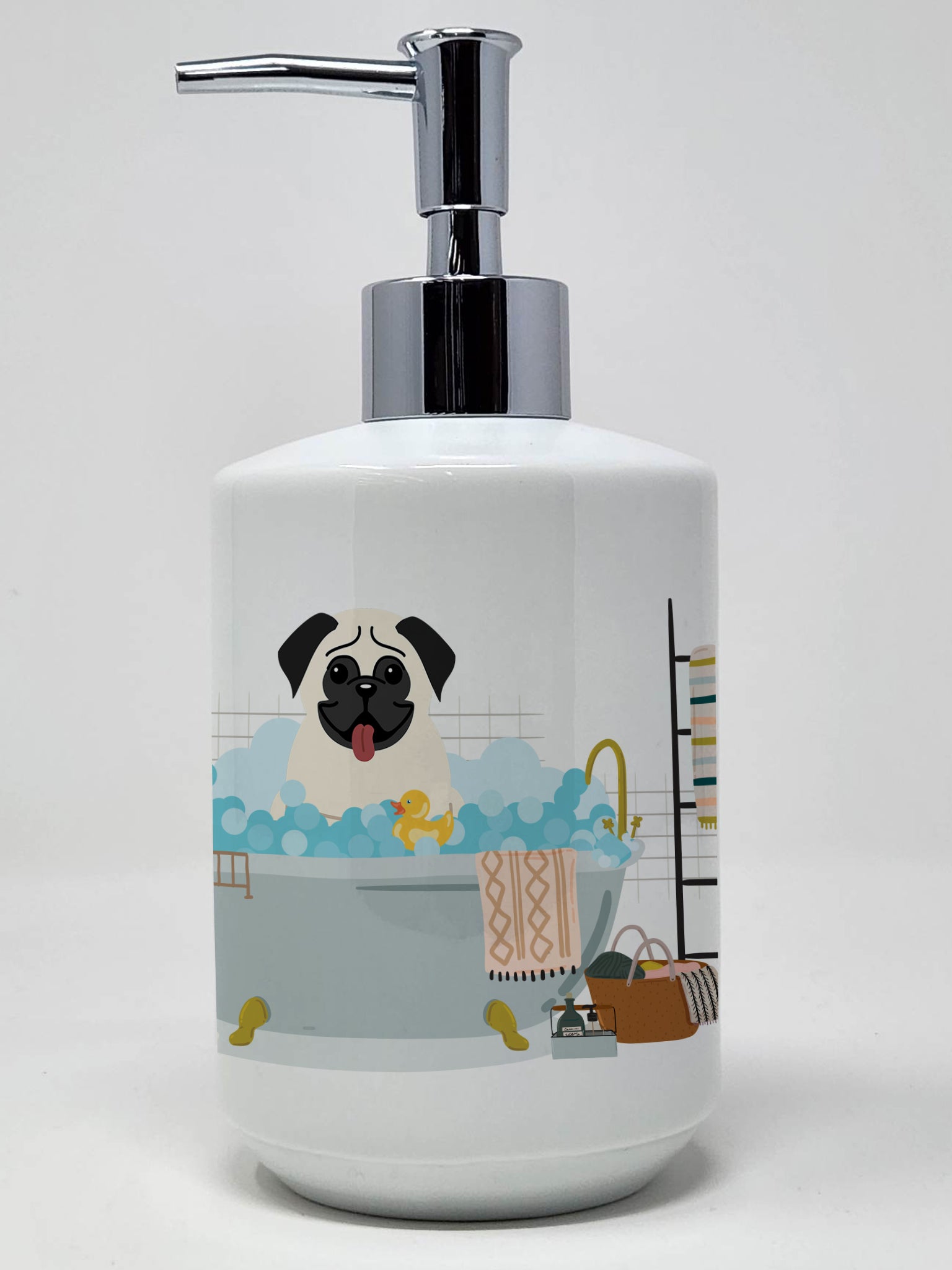 Buy this Cream Pug in Bathtub Ceramic Soap Dispenser