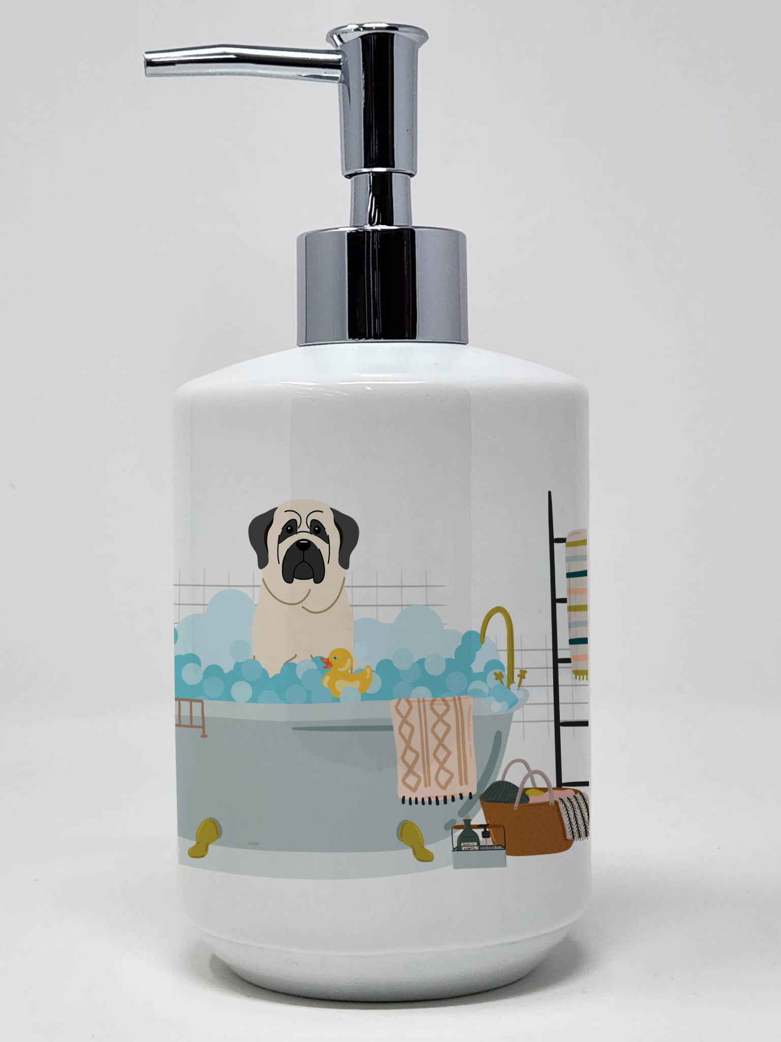 Buy this White Mastiff in Bathtub Ceramic Soap Dispenser