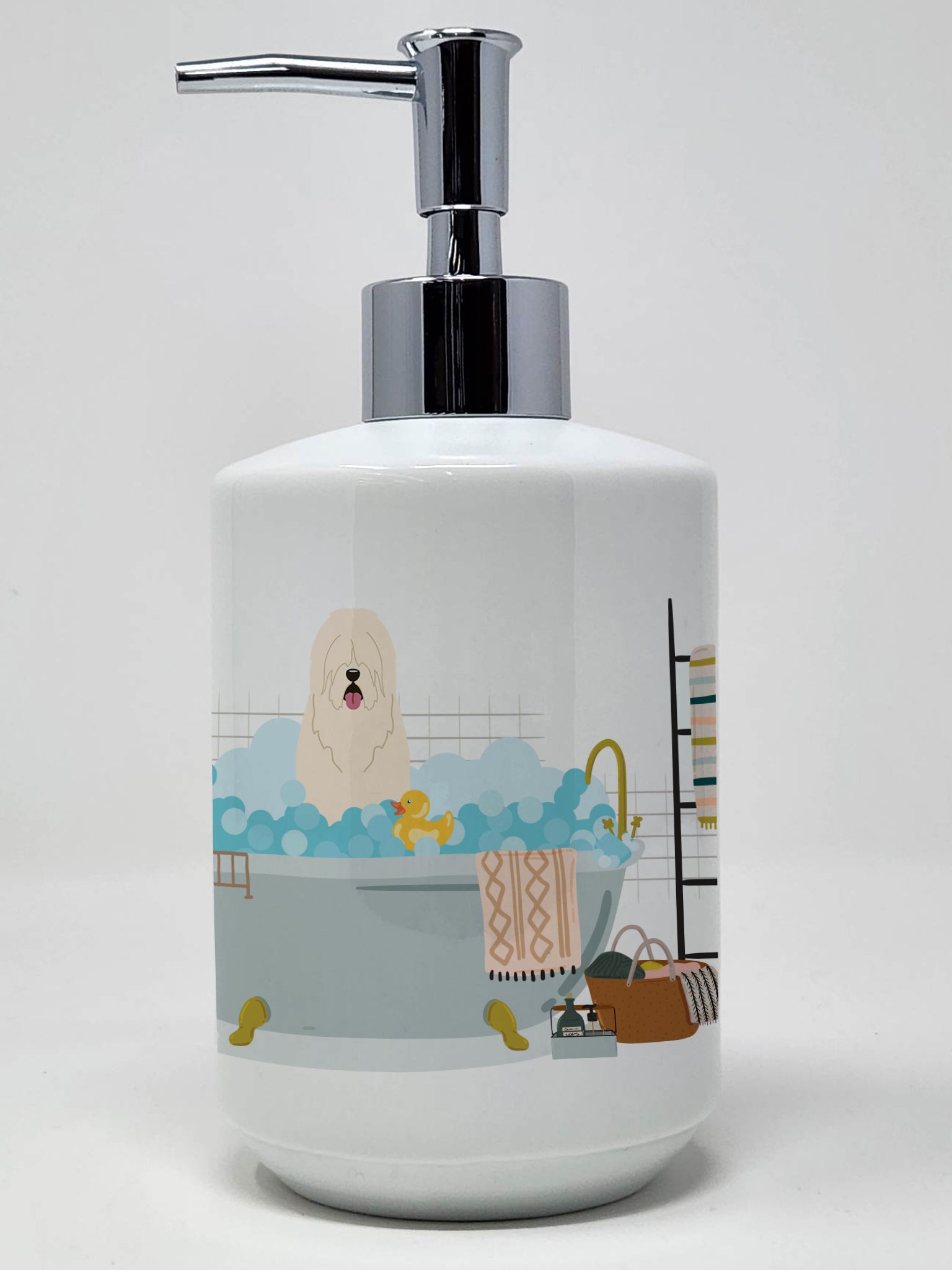Buy this South Russian Sheepdog in Bathtub Ceramic Soap Dispenser
