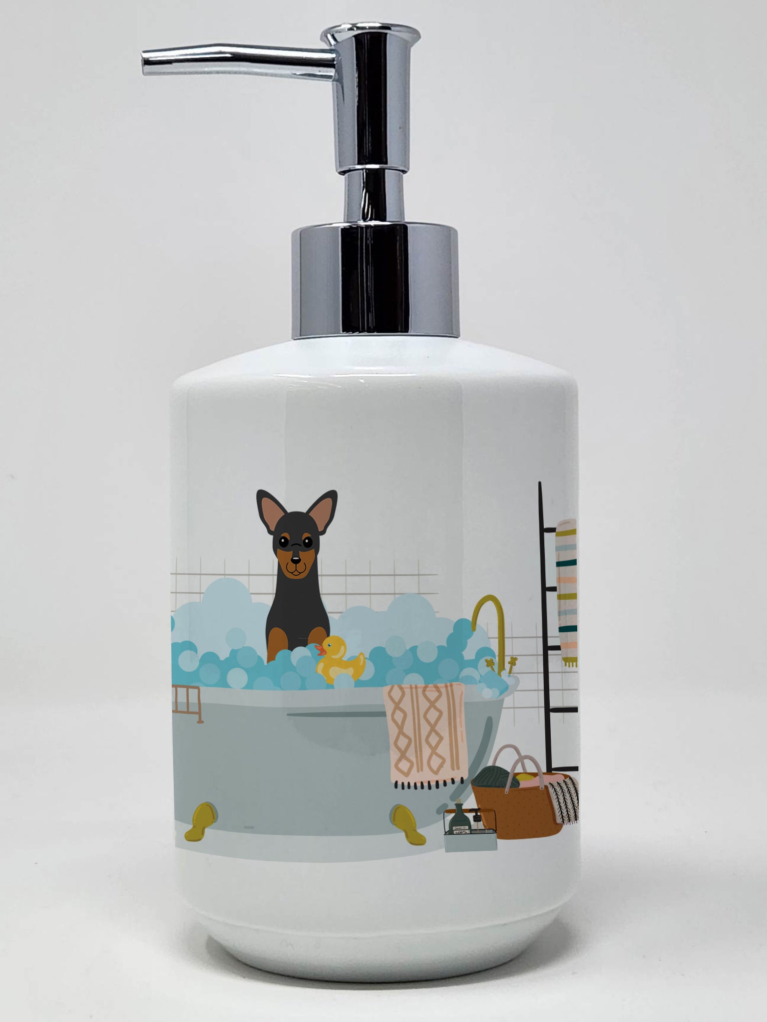 Caroline's Treasures Manchester Terrier in Bathtub Ceramic Soap Dispenser