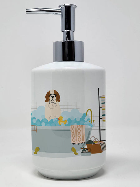 Buy this Saint Bernard in Bathtub Ceramic Soap Dispenser