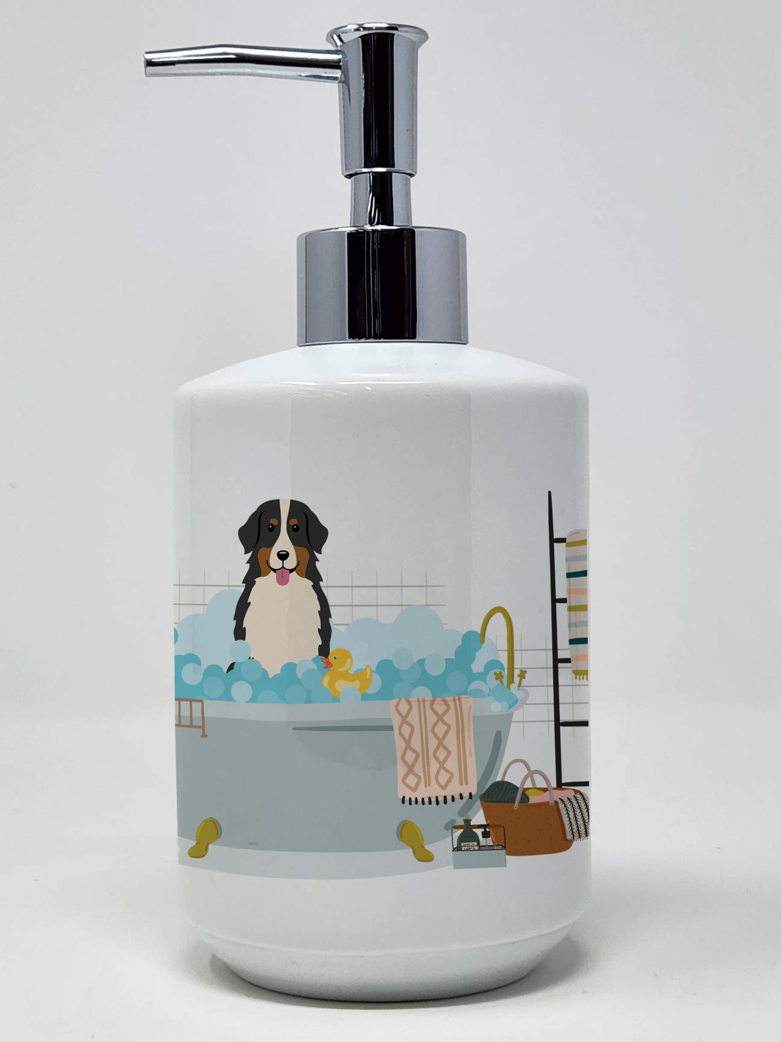 Buy this Bernese Mountain Dog in Bathtub Ceramic Soap Dispenser