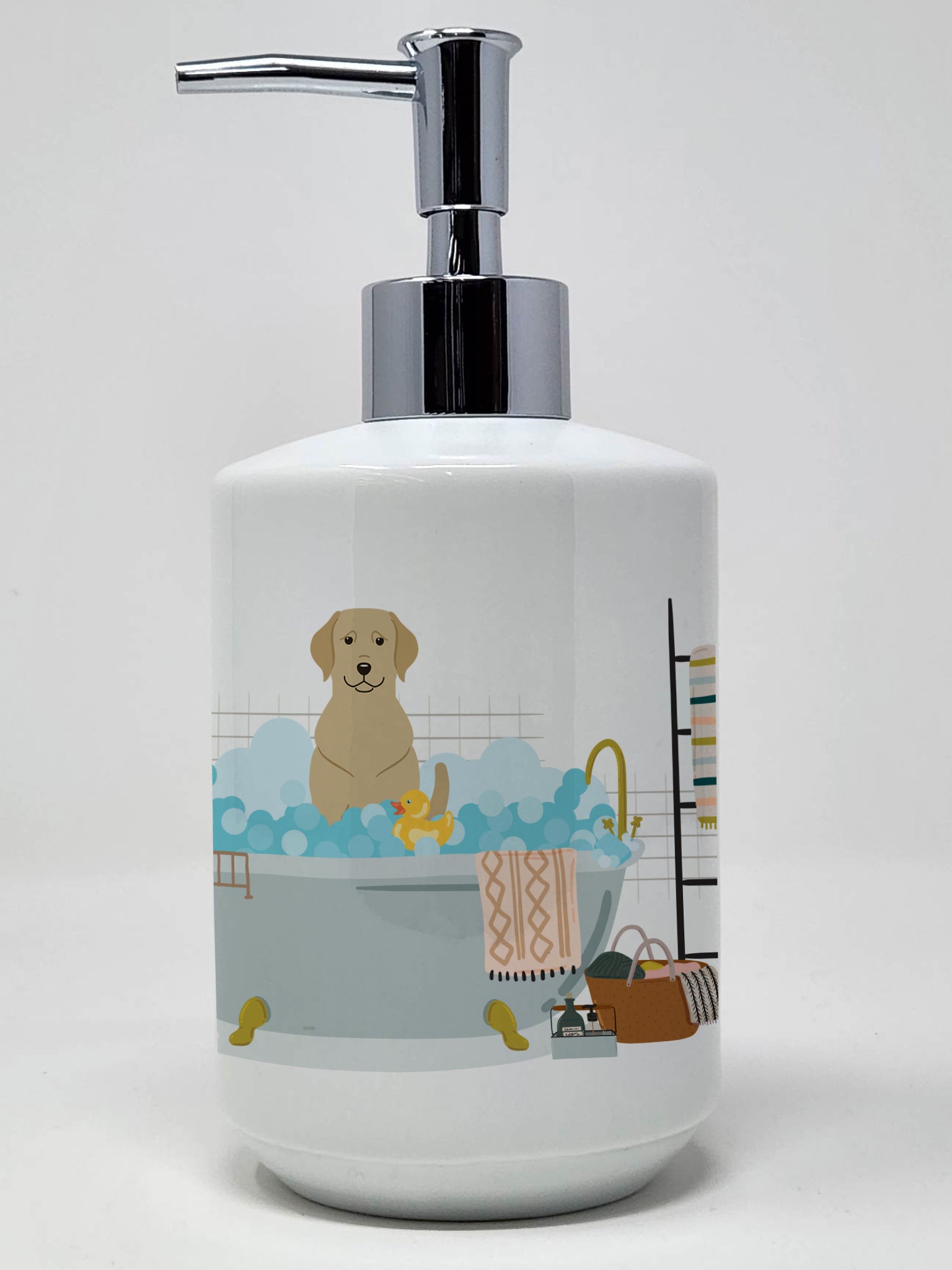 Buy this Yellow Labrador in Bathtub Ceramic Soap Dispenser