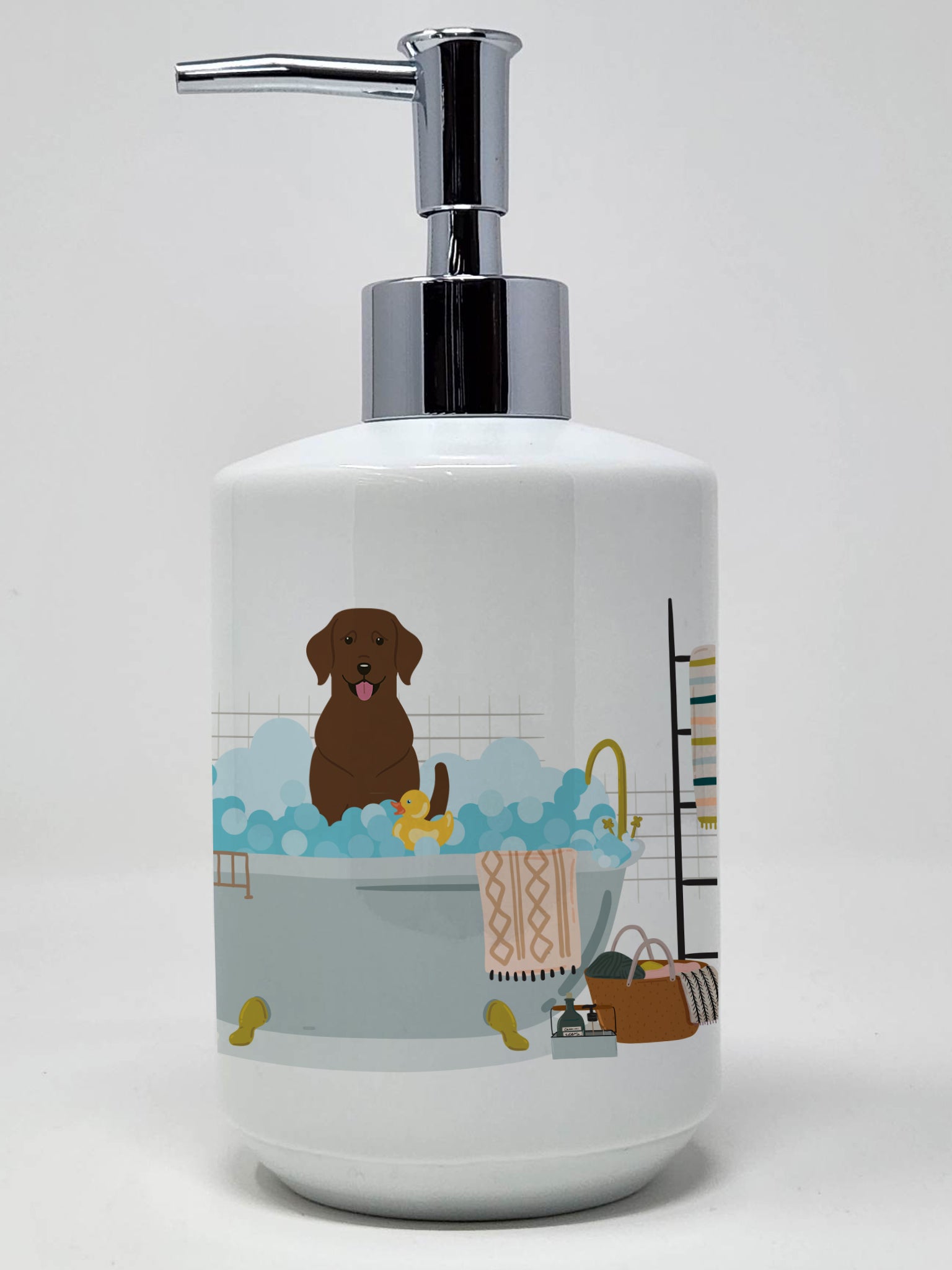 Buy this Chocolate Labrador in Bathtub Ceramic Soap Dispenser