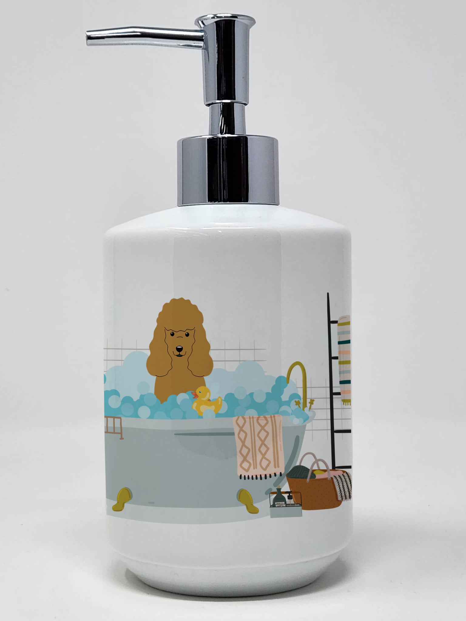 Buy this Tan Poodle in Bathtub Ceramic Soap Dispenser
