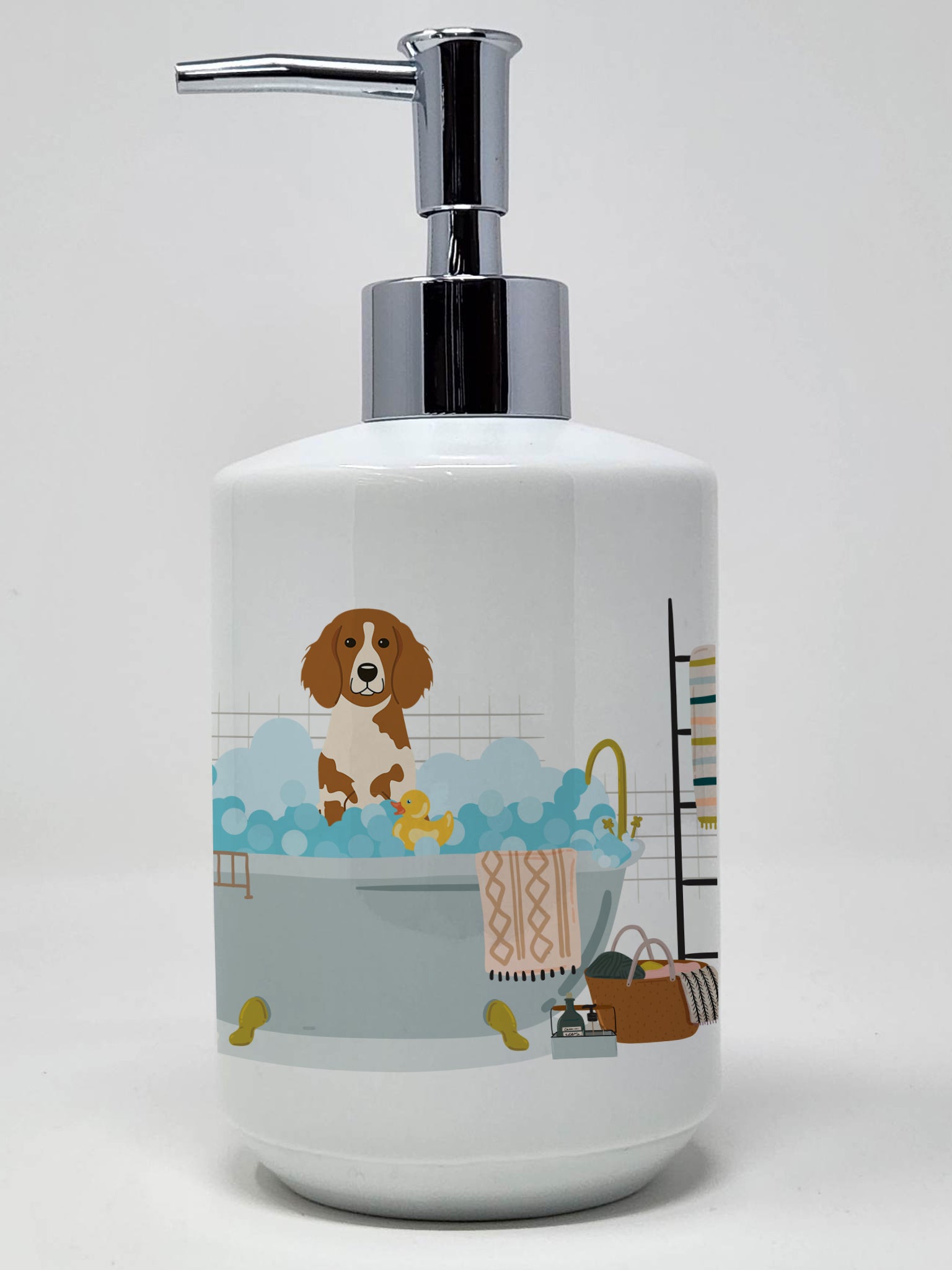 Buy this Brittany Spaniel in Bathtub Ceramic Soap Dispenser