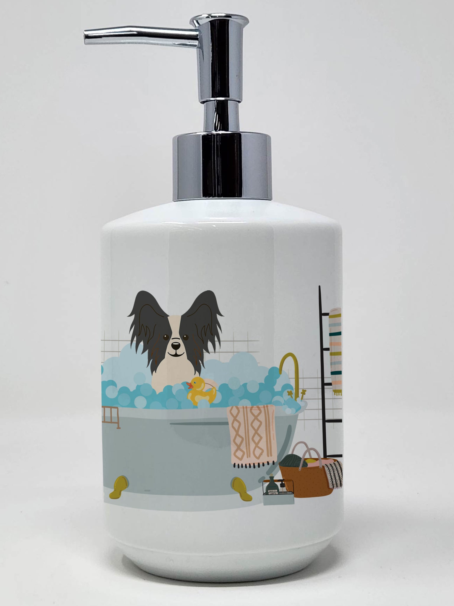 Buy this Black White Papillon in Bathtub Ceramic Soap Dispenser