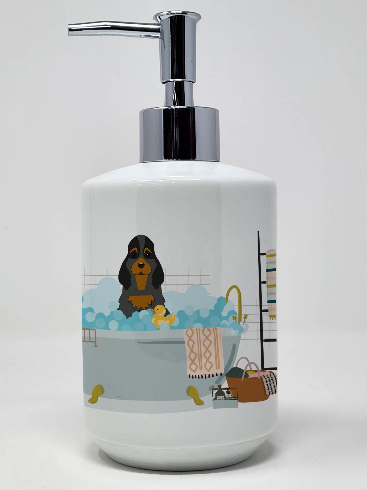 Buy this Black Tan Cocker Spaniel in Bathtub Ceramic Soap Dispenser