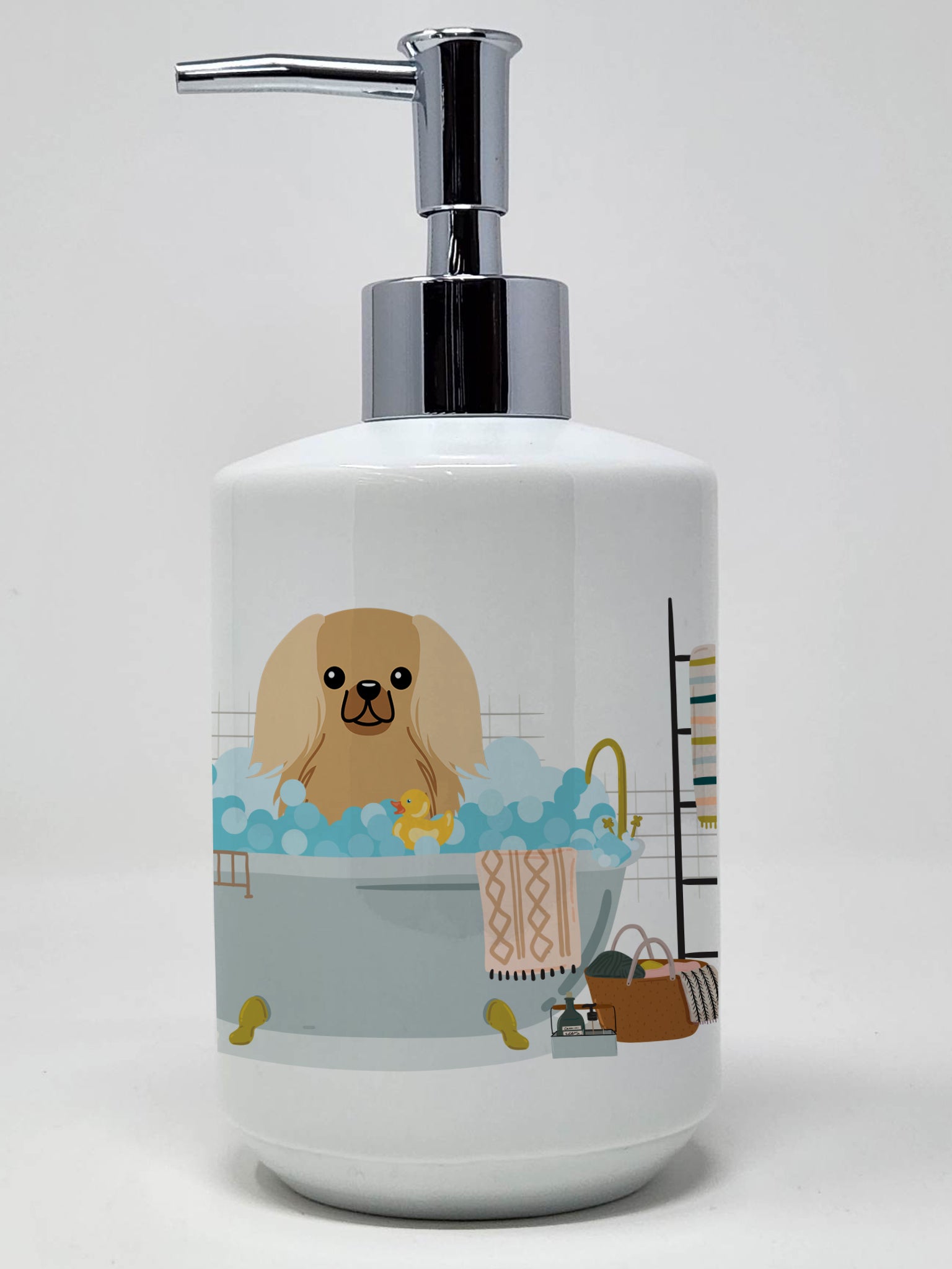 Buy this Fawn Sable Pekingese in Bathtub Ceramic Soap Dispenser