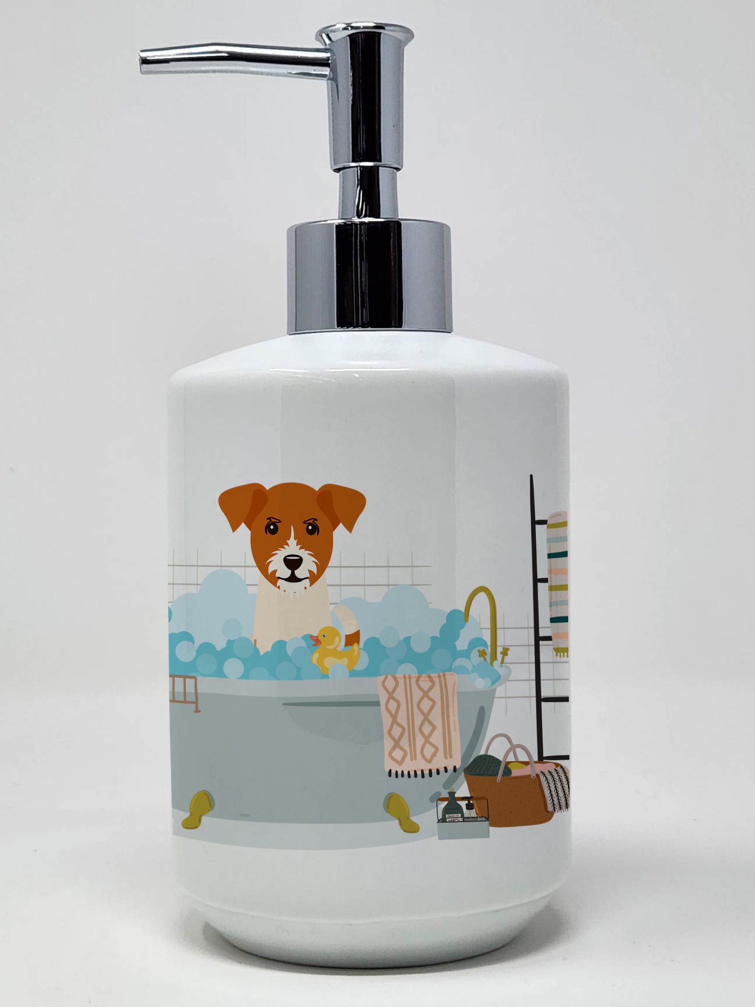 Buy this Jack Russell Terrier in Bathtub Ceramic Soap Dispenser