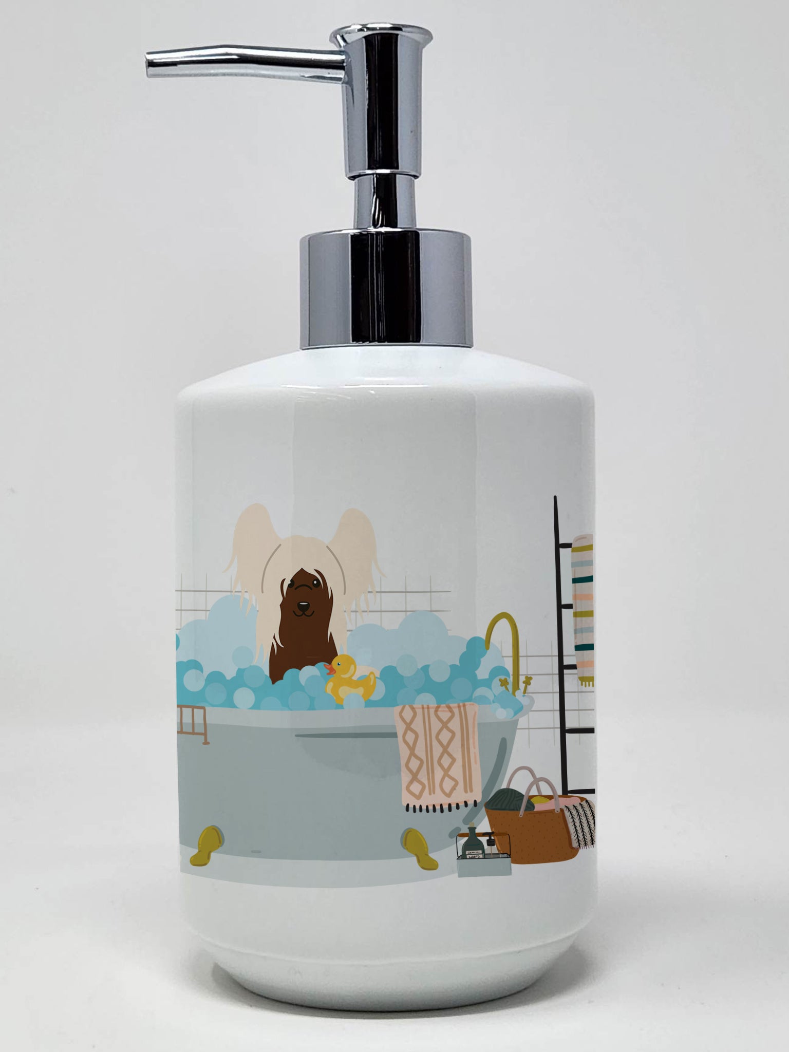 Buy this Cream Chinese Crested in Bathtub Ceramic Soap Dispenser