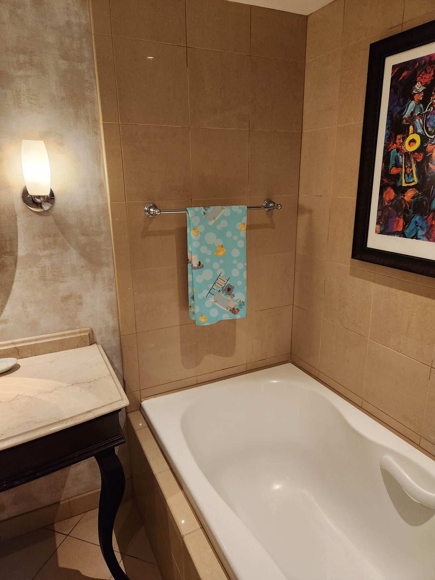 Blue Chow Chow in Bathtub Bath Towel Large