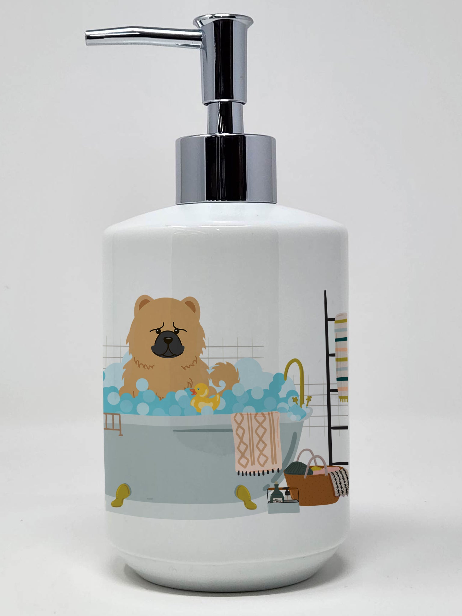 Buy this Cream Chow Chow in Bathtub Ceramic Soap Dispenser