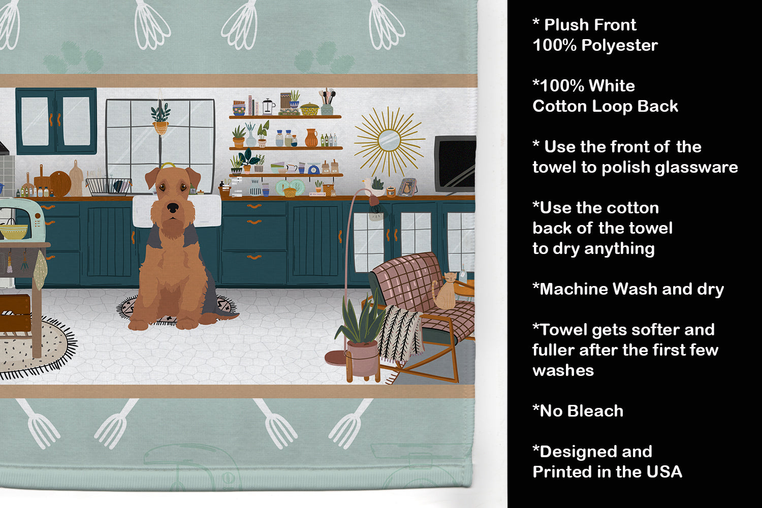 Grizzle and Tan Airedale Terrier in the Kitchen Kitchen Towel - the-store.com