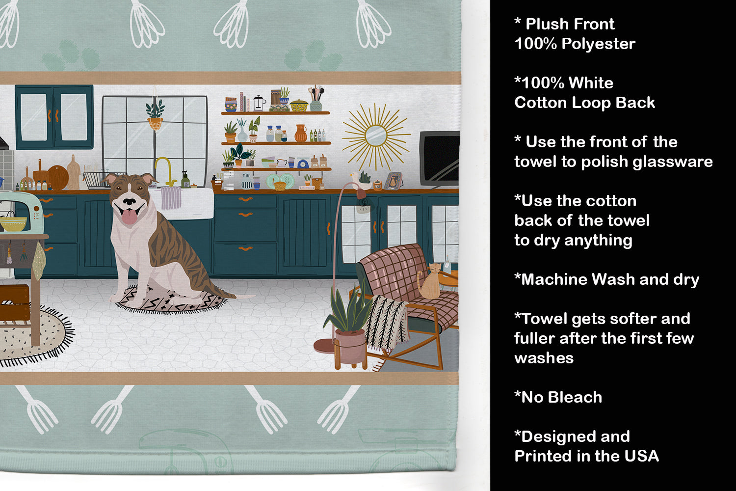 Fawn Brindle Pit Bull Terrier in the Kitchen Kitchen Towel - the-store.com