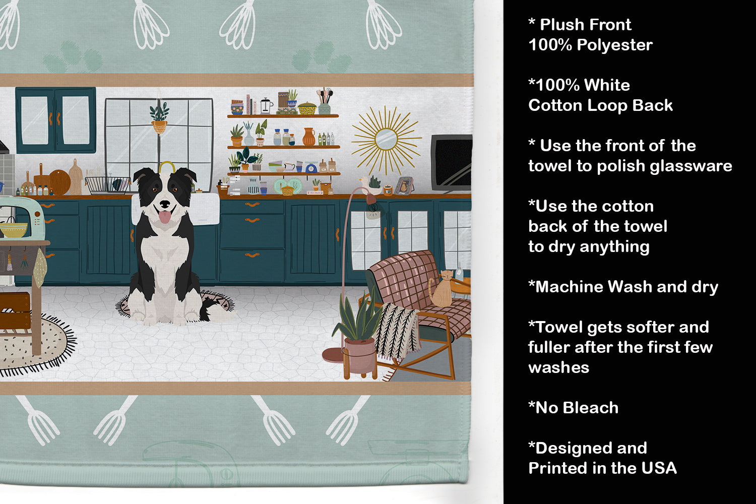 Black and White Border Collie in the Kitchen Kitchen Towel - the-store.com