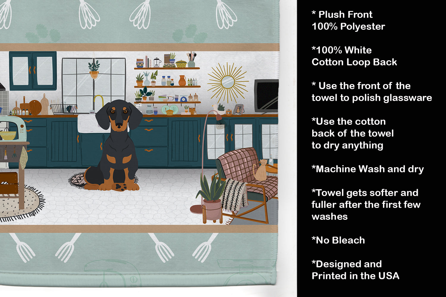 Black and Tan Dachshund in the Kitchen Kitchen Towel - the-store.com