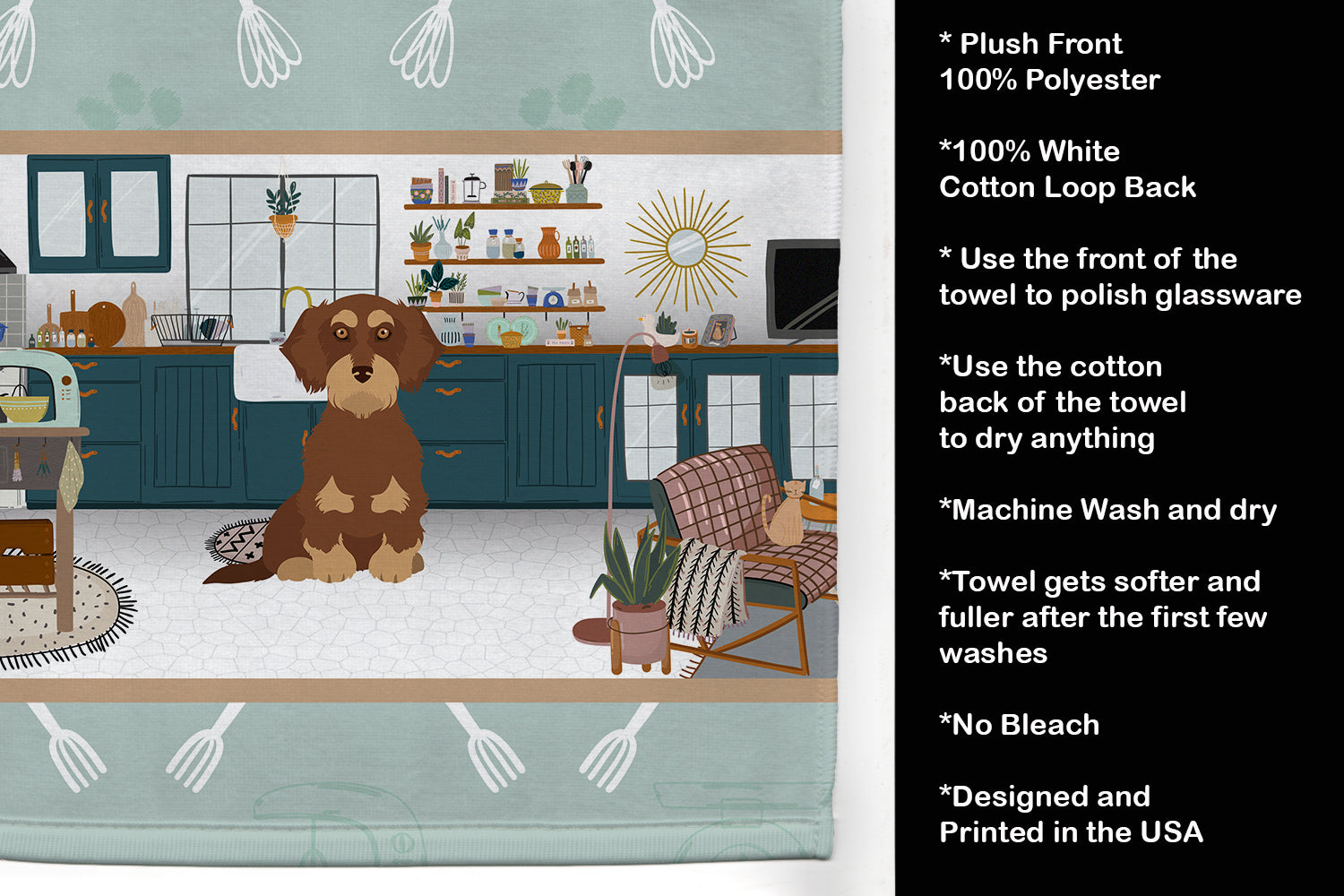 Wirehair Red and Tan Dachshund in the Kitchen Kitchen Towel - the-store.com