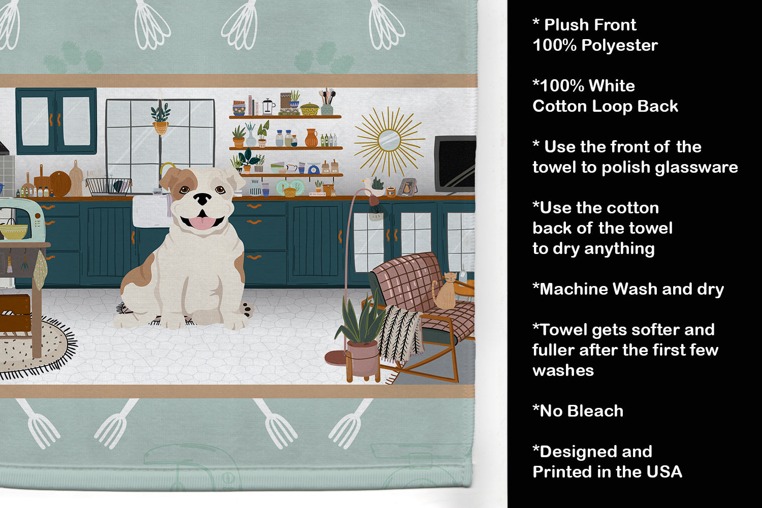 Piebald English Bulldog in the Kitchen Kitchen Towel - the-store.com
