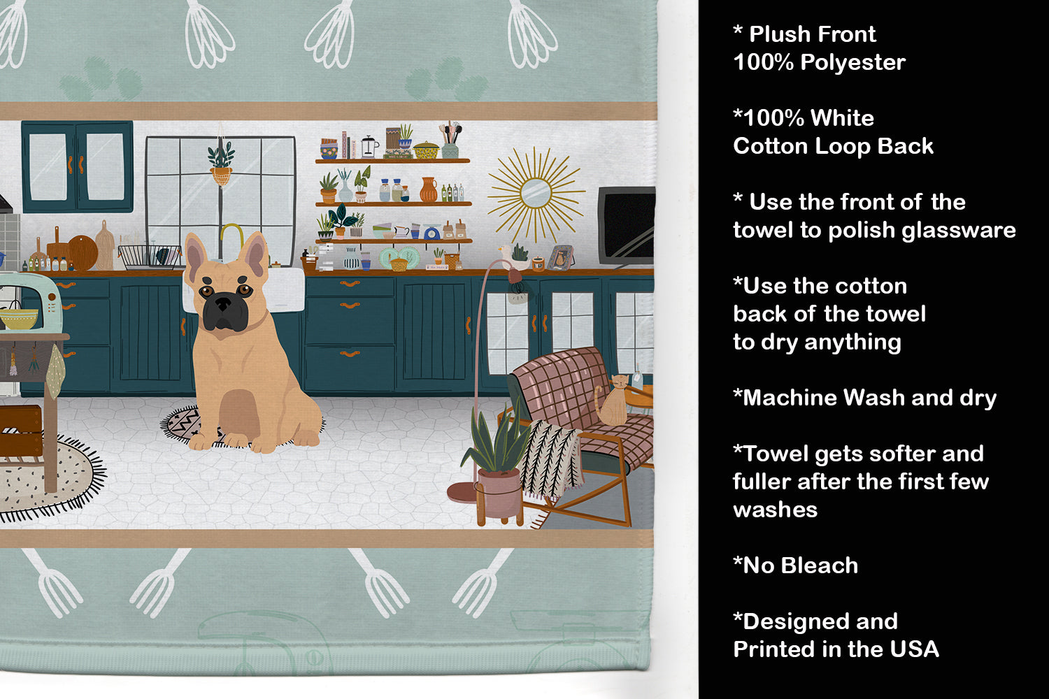 Fawn French Bulldog in the Kitchen Kitchen Towel - the-store.com