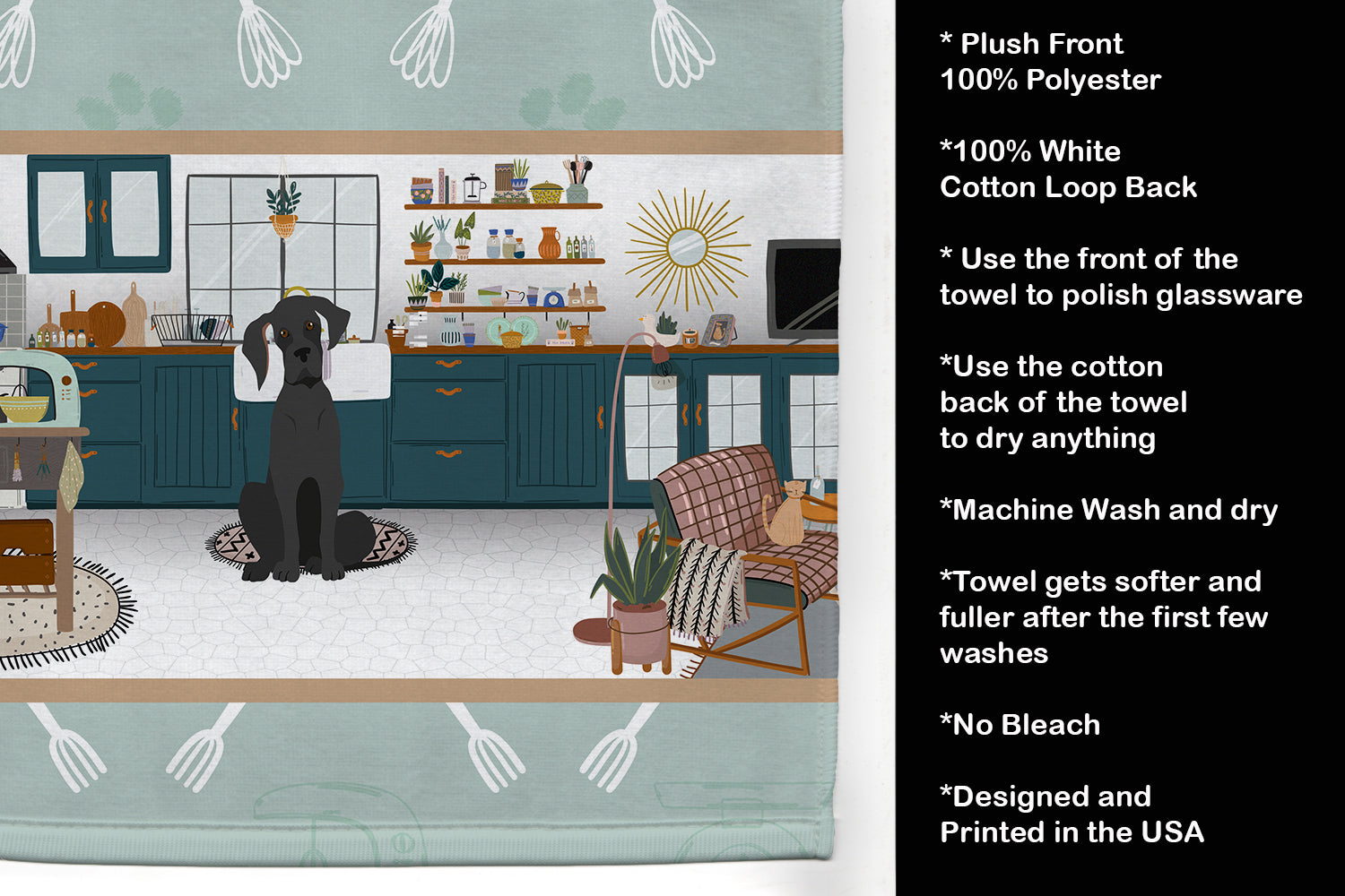 Black Great Dane in the Kitchen Kitchen Towel - the-store.com