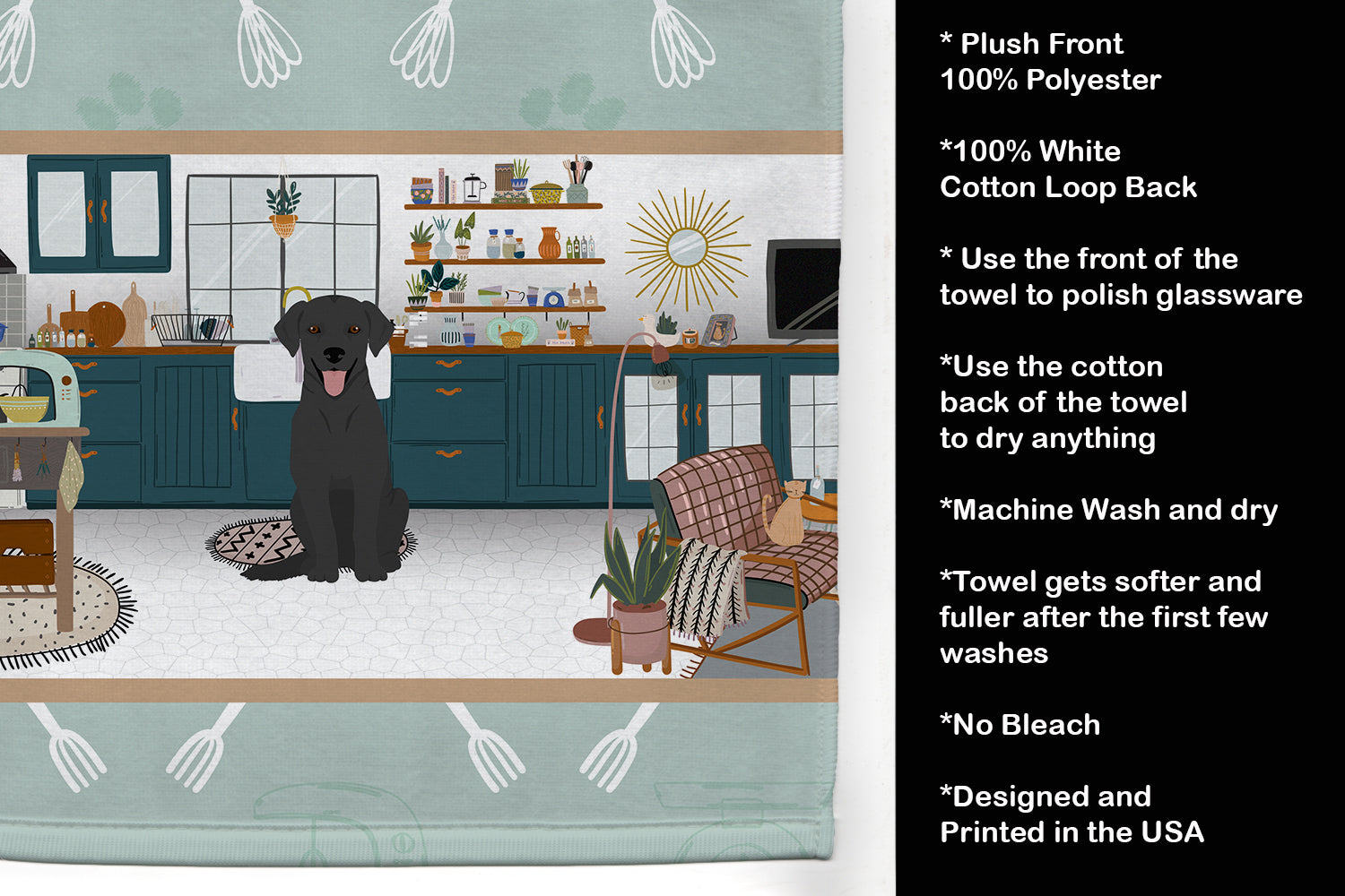 Black Labrador Retriever in the Kitchen Kitchen Towel - the-store.com