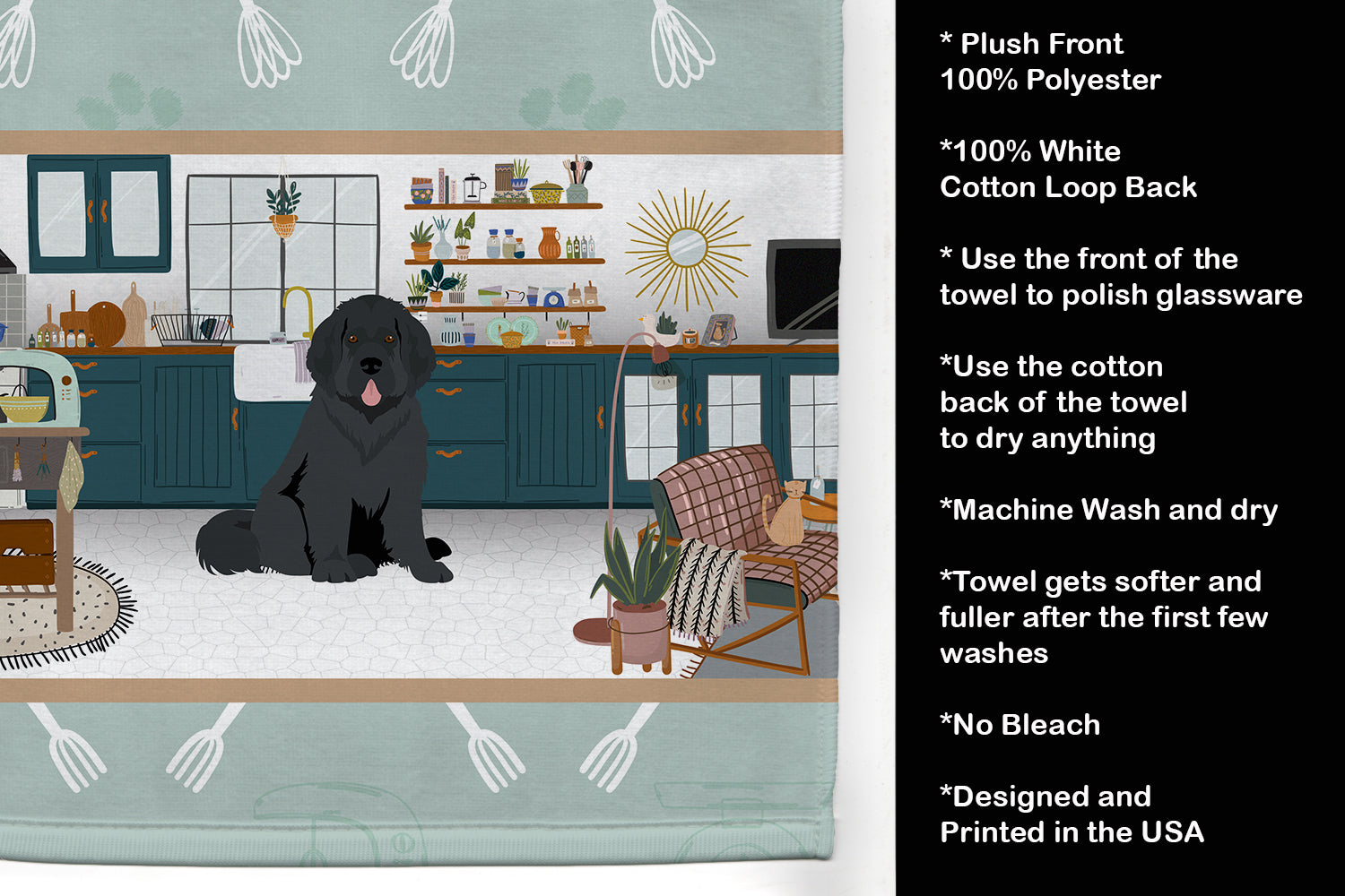 Black Newfoundland in the Kitchen Kitchen Towel - the-store.com