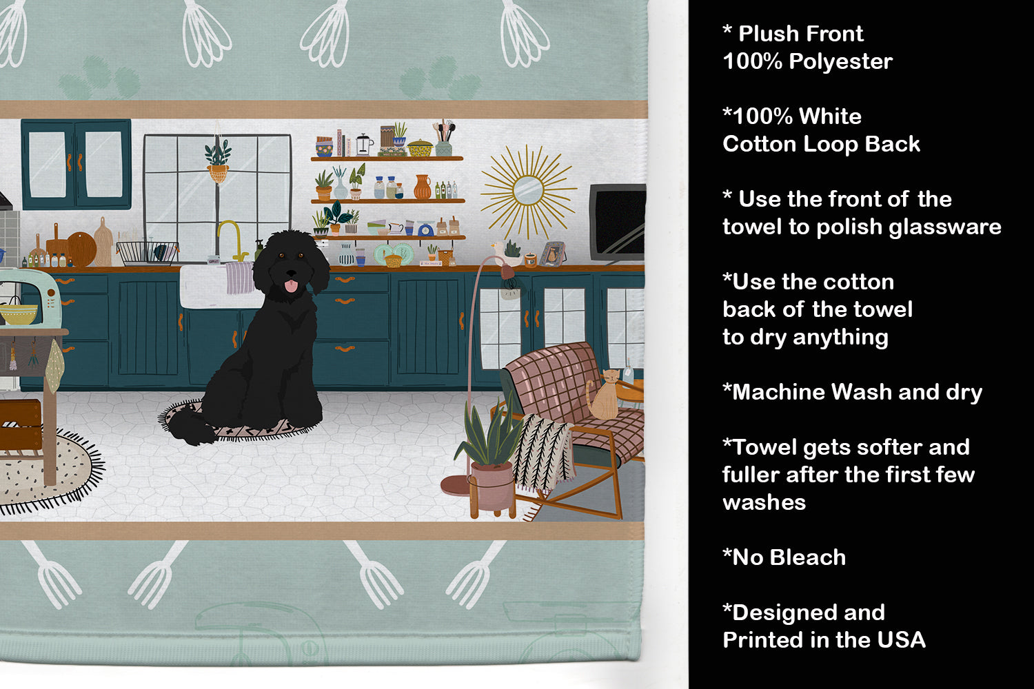 Standard Black Poodle in the Kitchen Kitchen Towel - the-store.com