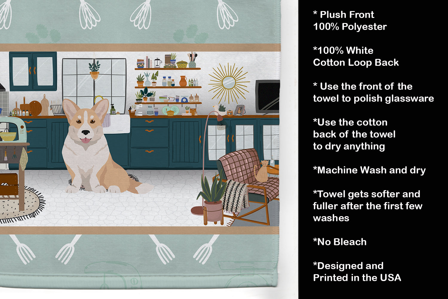 Fawn Cardigan Corgi in the Kitchen Kitchen Towel - the-store.com