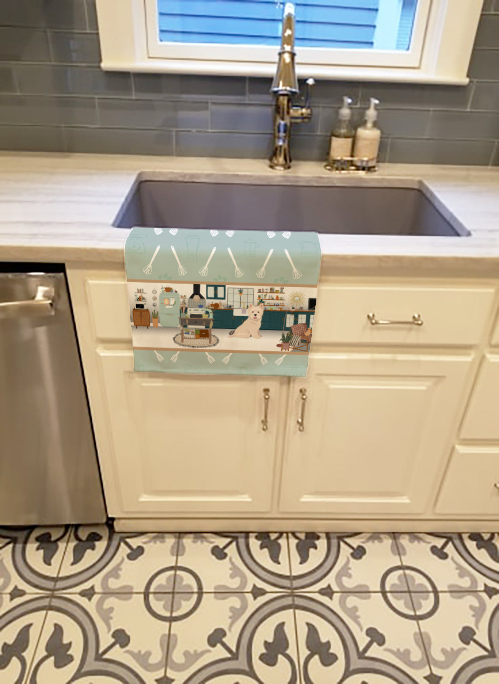 Buy this Westie West Highland White Terrier in the Kitchen Kitchen Towel