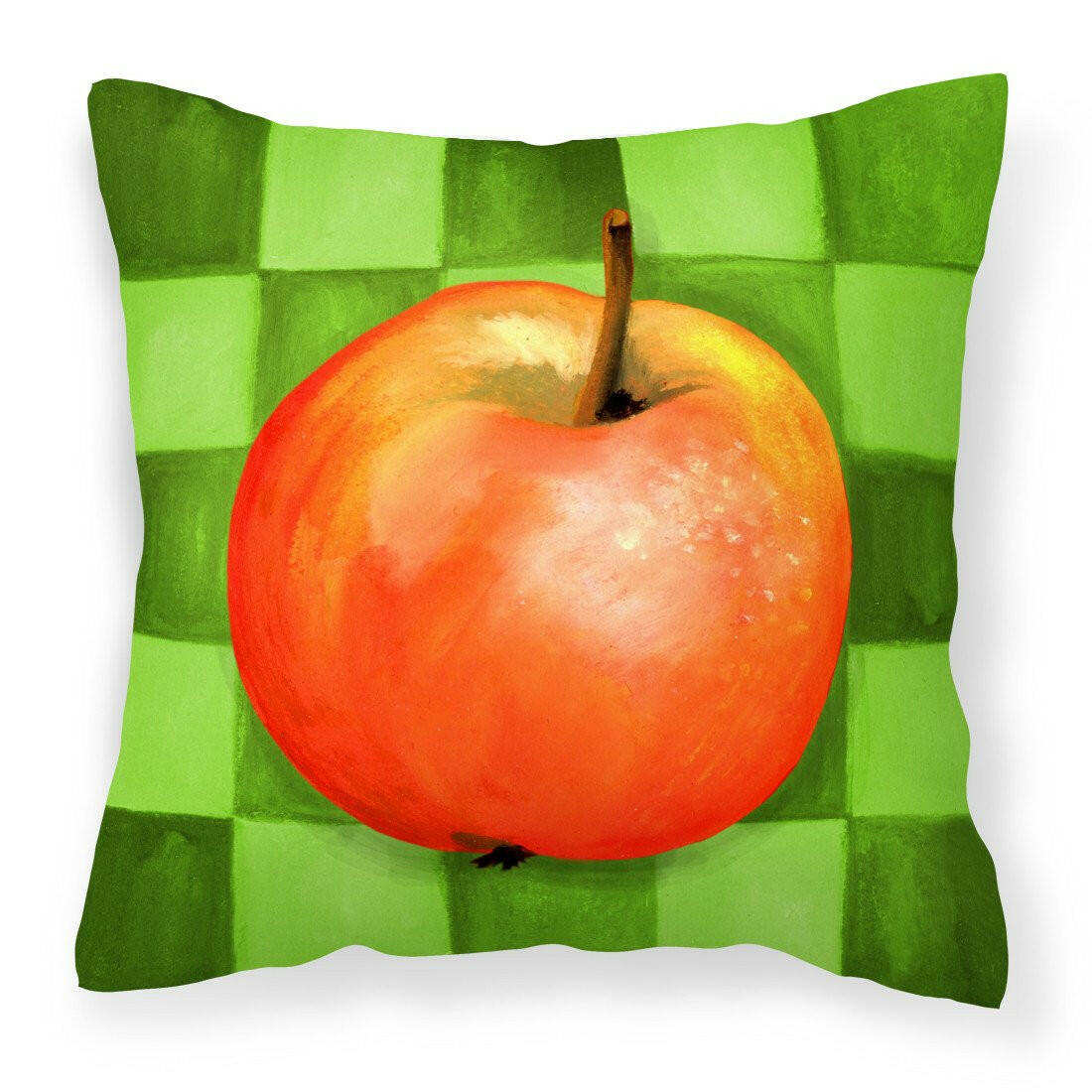 Apple on Green Checkerboard Fabric Decorative Pillow WHW0119PW1414 by Caroline&#39;s Treasures