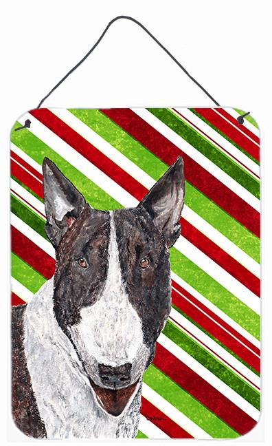 Bull Terrier Candy Cane Christmas Aluminium Metal Wall or Door Hanging Prints by Caroline&#39;s Treasures