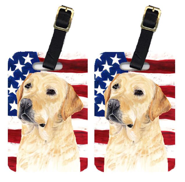 Pair of USA American Flag with Labrador Luggage Tags SC9018BT by Caroline&#39;s Treasures
