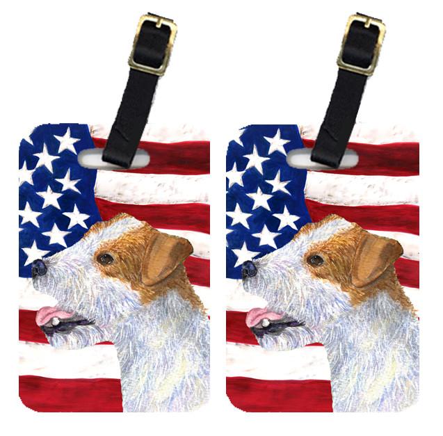 Pair of USA American Flag with Jack Russell Terrier Luggage Tags SS4031BT by Caroline&#39;s Treasures