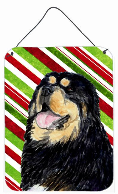 Tibetan Mastiff Candy Cane Holiday Christmas Metal Wall or Door Hanging Prints by Caroline&#39;s Treasures