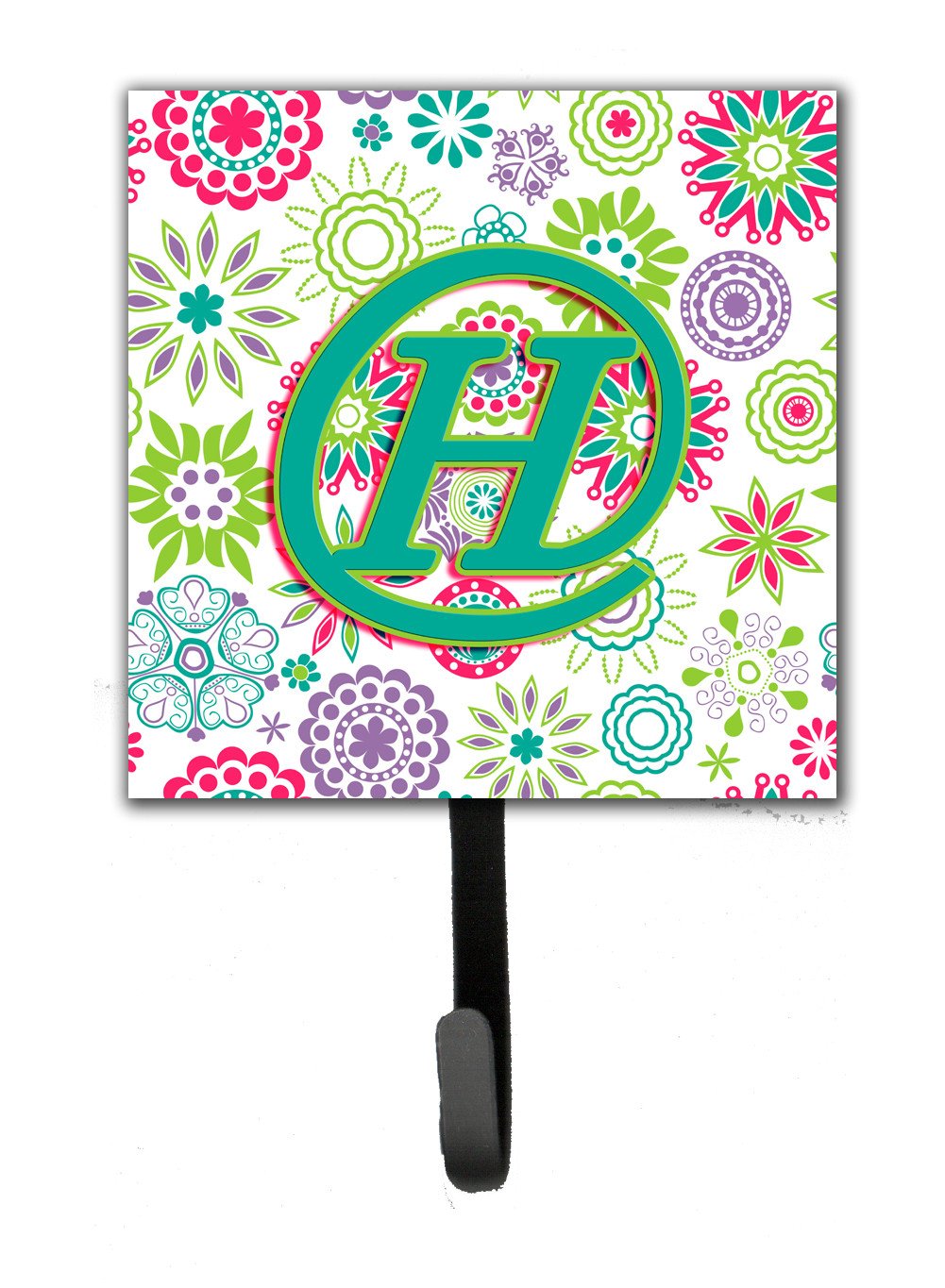 Letter H Flowers Pink Teal Green Initial Leash or Key Holder CJ2011-HSH4 by Caroline&#39;s Treasures