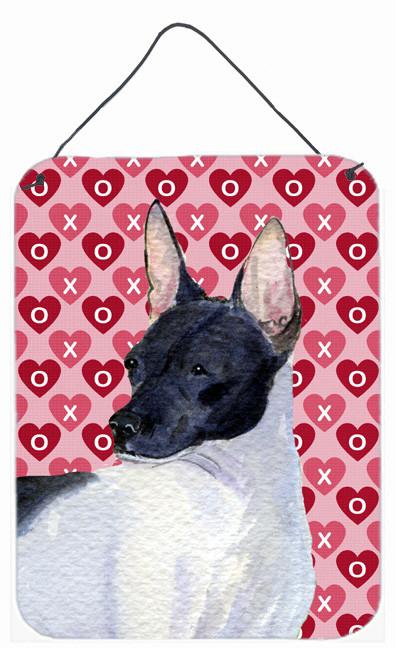Rat Terrier Hearts Love and Valentine&#39;s Day Wall or Door Hanging Prints by Caroline&#39;s Treasures